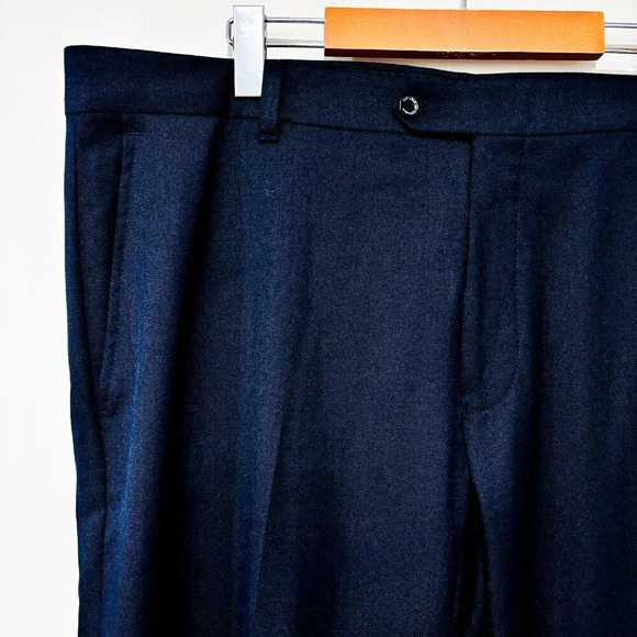 CITADIN Navy Wool Dress Pants | Slim Classic Trousers * - Picture 2 of 6
